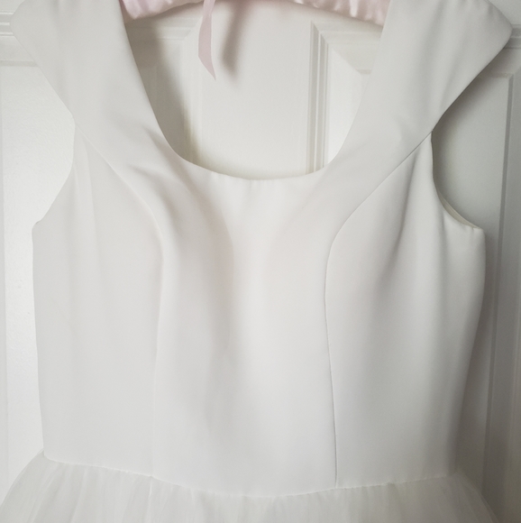 Vicky Mermaid Bridal Dresses & Skirts - Ivory Tea Length Tulle Wedding Dress with Cap Sleeves, Size 8.